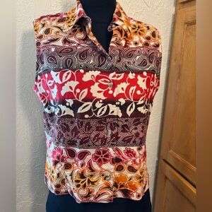Linen Embassy Row Petites Size 12 P Sleeveless Fitted Graphic Top